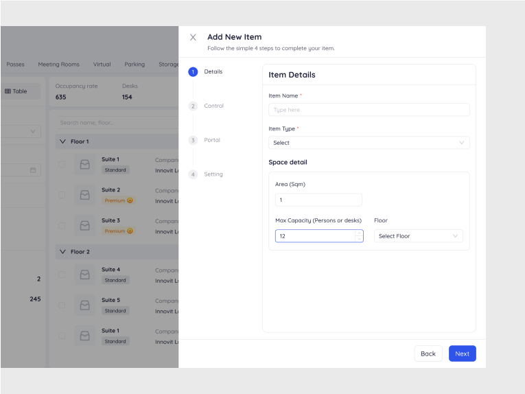 Add new item wizard step for defining workspace details