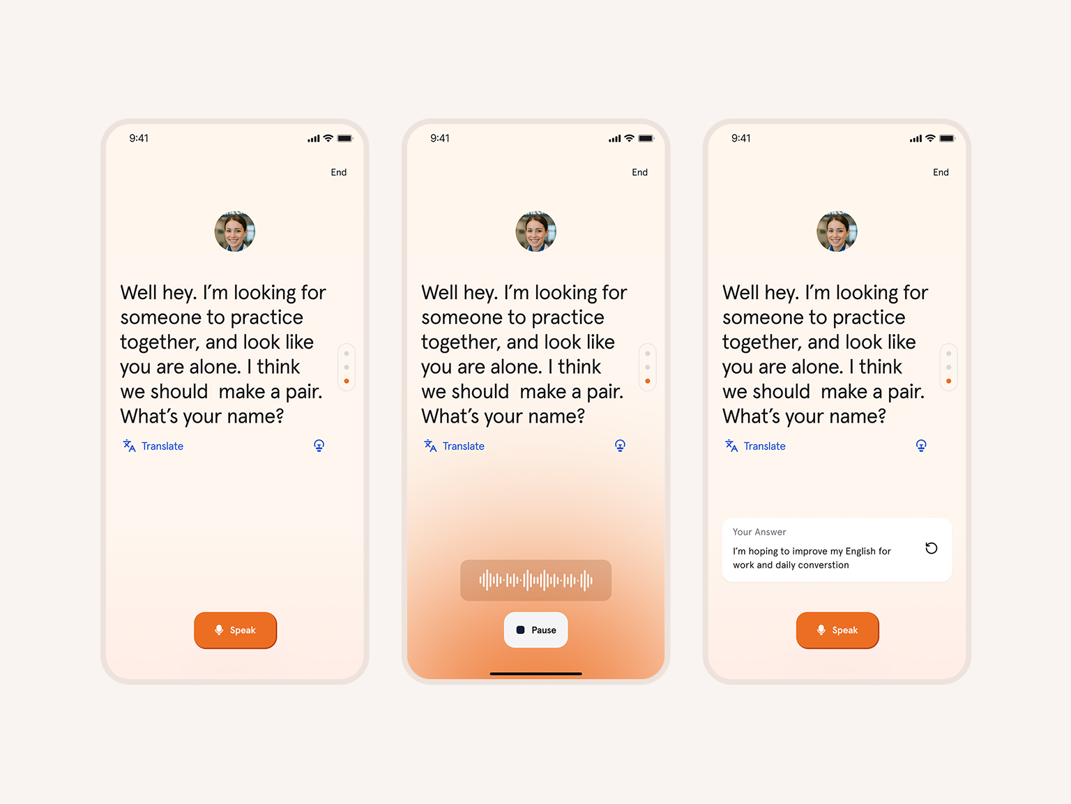 Prompt cards surfacing real-life practice themes during onboarding