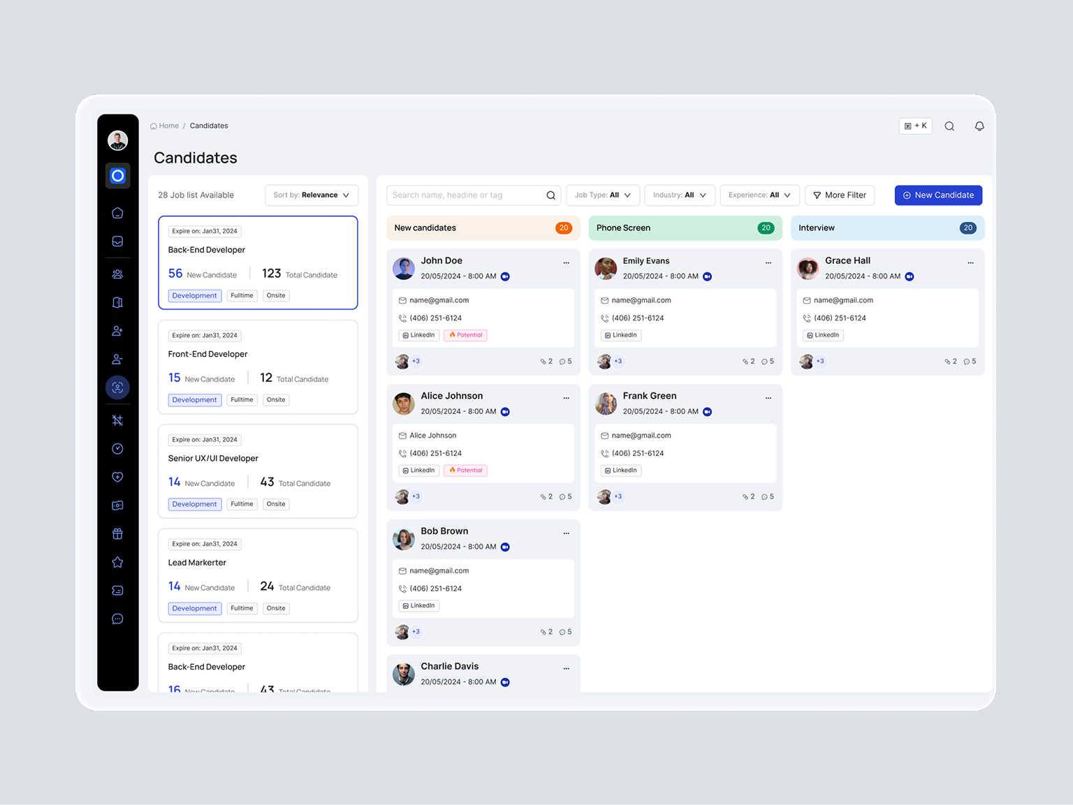 Talent Hub candidate comparison view
